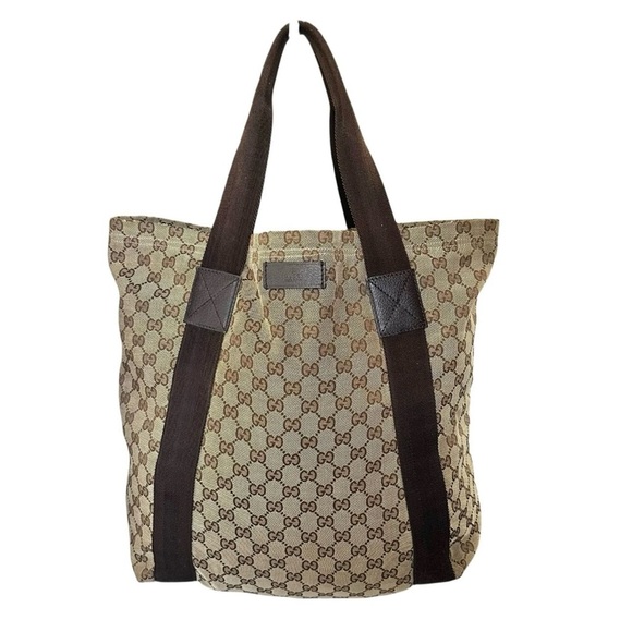 Gucci Vintage GG Canvas Tan & Brown Tote Bag - Picture 2 of 11